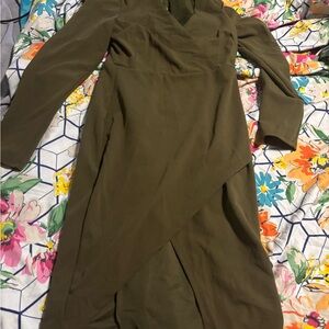 Chic Olive Long Sleeve Wrap Dress